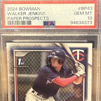 2024 Bowmans 1st Walker Jenkins Minnesota Twins #BP43 Gem MT 10 PSA