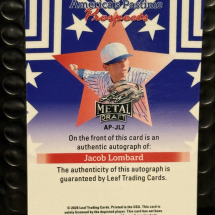 Leaf 2026 Jacob Lonbard #14 Pick Miami Marlins Card#AP-JL2 Auto