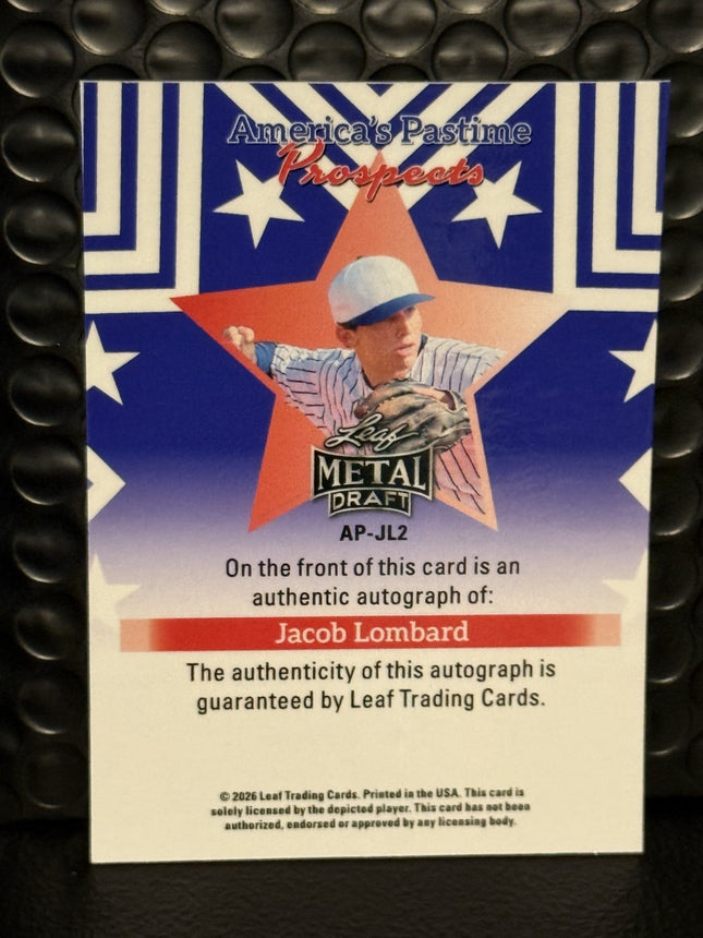 Leaf 2026 Jacob Lonbard #14 Pick Miami Marlins Card#AP-JL2 Auto