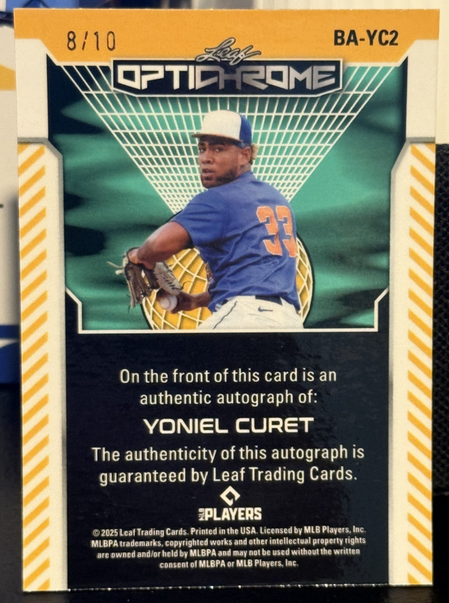 Leaf 2025 Yoniel Curet Detroit Tigers Prospect Card #BA-YC2 Auto 8/10