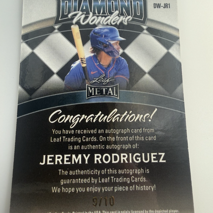 2024 Leaf Jeremy Rodriguez Metal Diamond Wonders Red 9/10 #DW-JR1