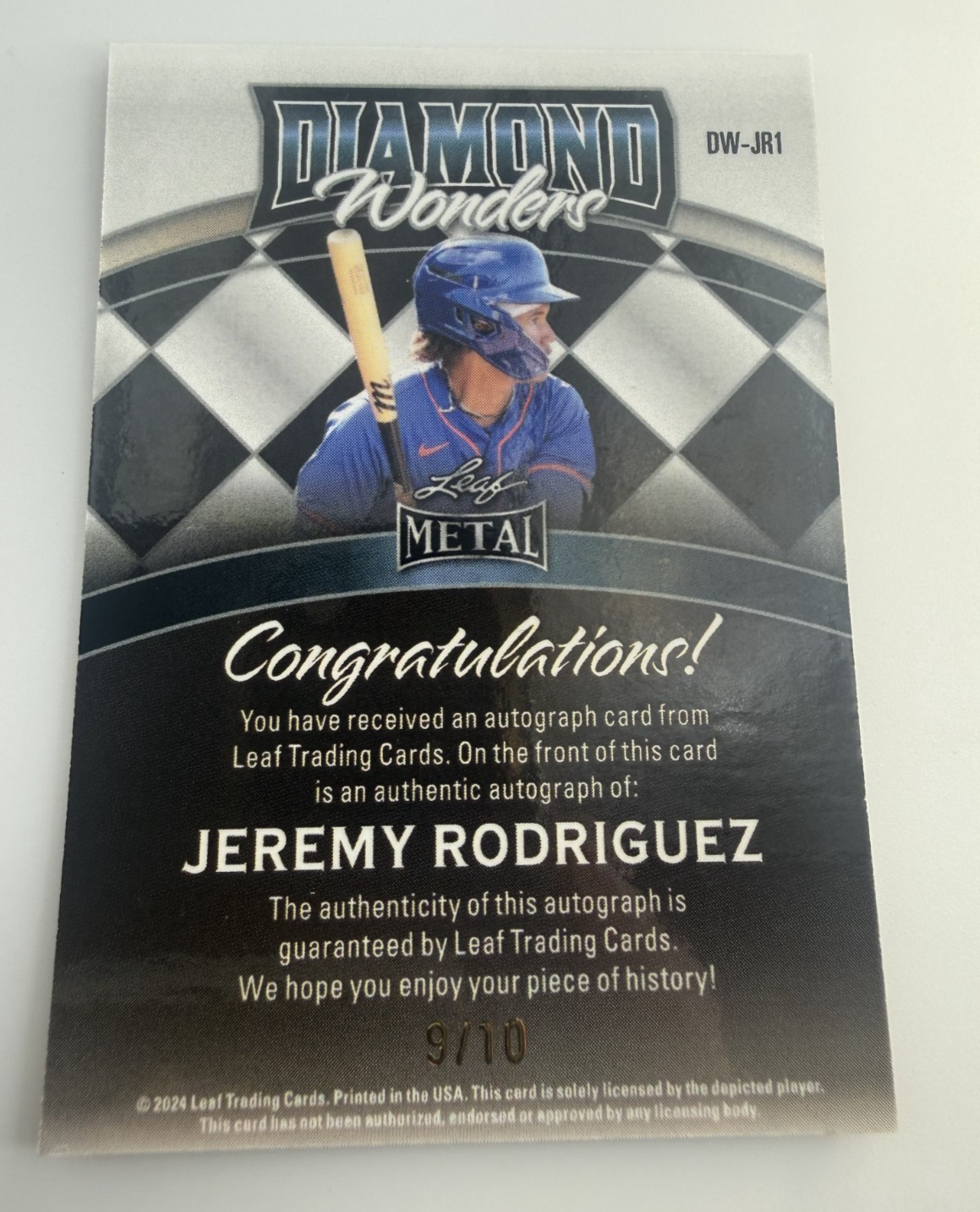 2024 Leaf Jeremy Rodriguez Metal Diamond Wonders Red 9/10 #DW-JR1
