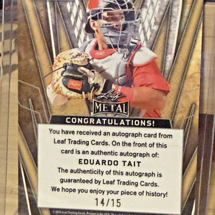 2025 Leaf Eduardo Tait Minnesota Twins MLB #42 Prospect #BA-ET1 Card 14/15