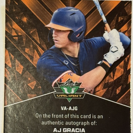 2026 Leaf AJ Gracia #9 Draft Pick Atlanta Braves VA-AJG Auto 44/75