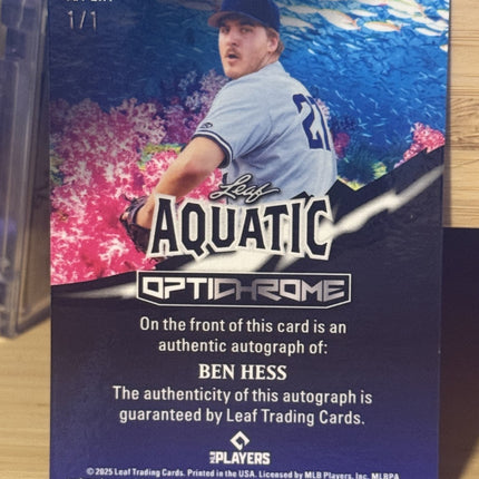 2025 Leaf Ben Hess Aquatic New York Yankees #5 Prospect Card AA-BH1 Auto 1/1