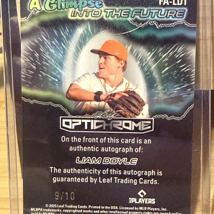 2025 Leaf Liam Doyle MLB #20 Prospect St Louis Cardnials #FA-LD1 Auto 9/10