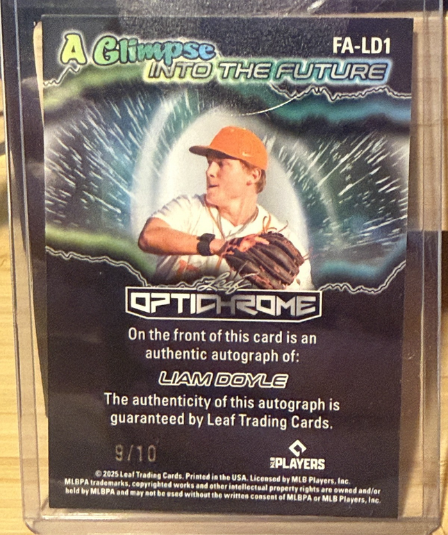 2025 Leaf Liam Doyle MLB #20 Prospect St Louis Cardnials #FA-LD1 Auto 9/10