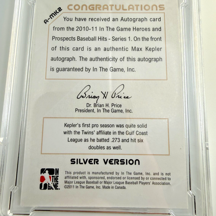Max Kepler Autographs #A-MK2 2011 Heroes and Prospects