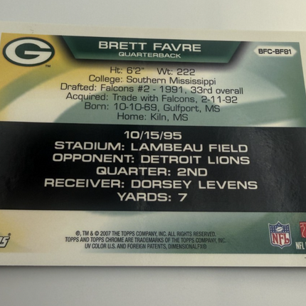Flight to 420 Brett Favre 81 Career Passing Touchdowns Topps BFC-BF81