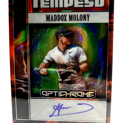 2025 Leaf Maddox Molony Optichrome Tempest Prospect Orange 4/4 Auto #TA-MM1