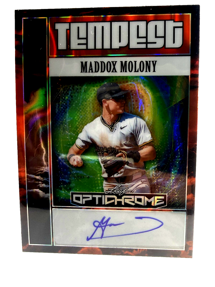 2025 Leaf Maddox Molony Optichrome Tempest Prospect Orange 4/4 Auto #TA-MM1