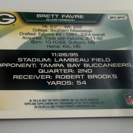 Flight to 420 Brett Favre 97 Career Passing Touchdowns Topps BFC-BF97
