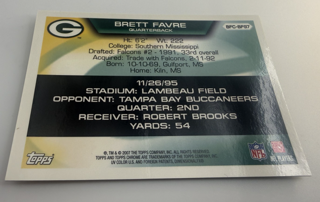 Flight to 420 Brett Favre 97 Career Passing Touchdowns Topps BFC-BF97