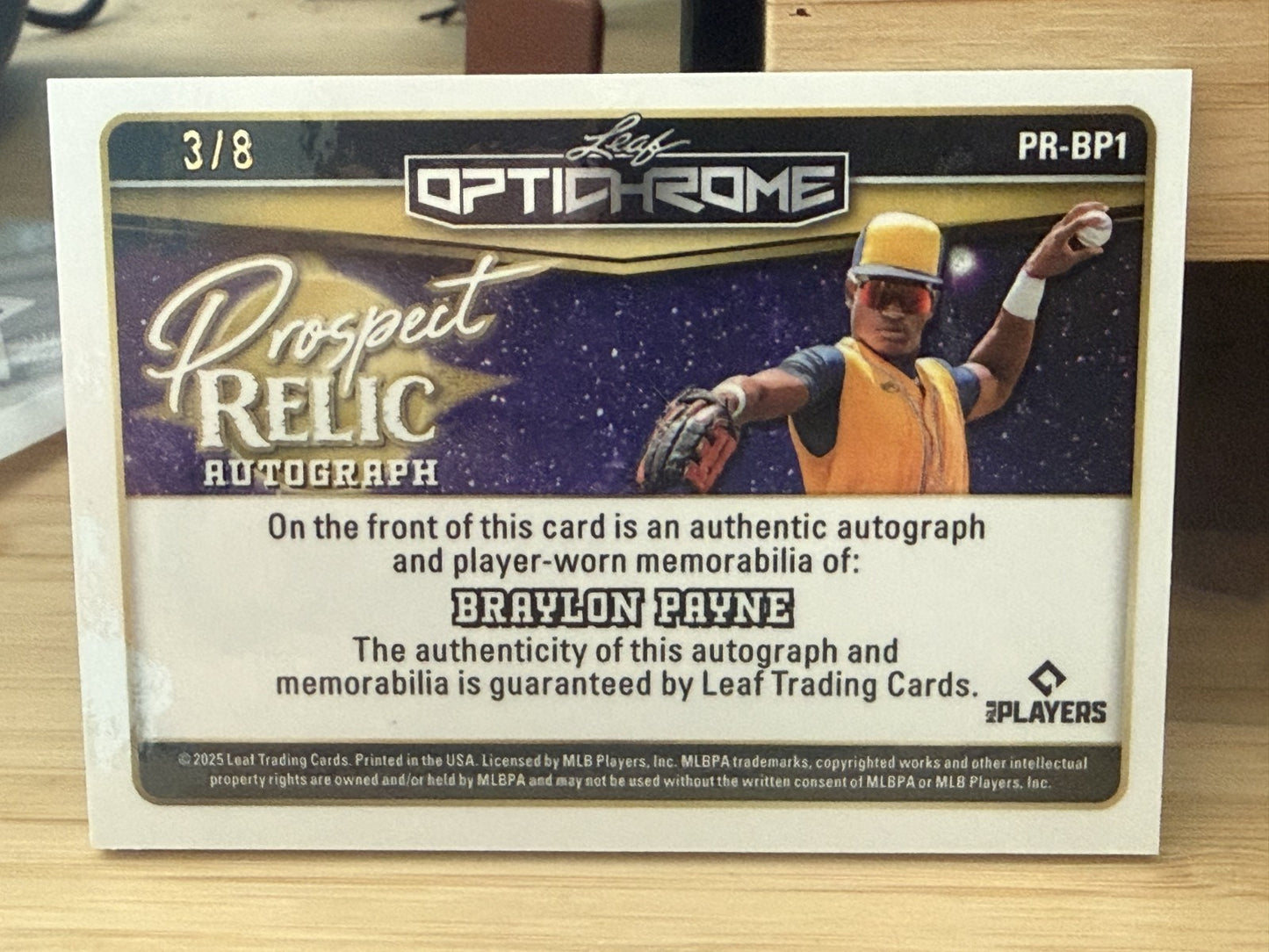 2025 Leaf Braylon Payne Prospect Relic Jersey-Autograph #PR-BP1 Auto 3/8