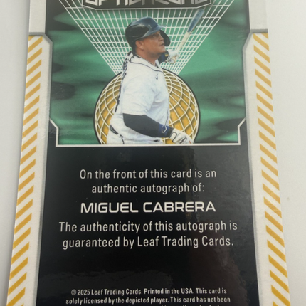 2025 Leaf Miguel Cabrera Optichrome Detriot Tigiers