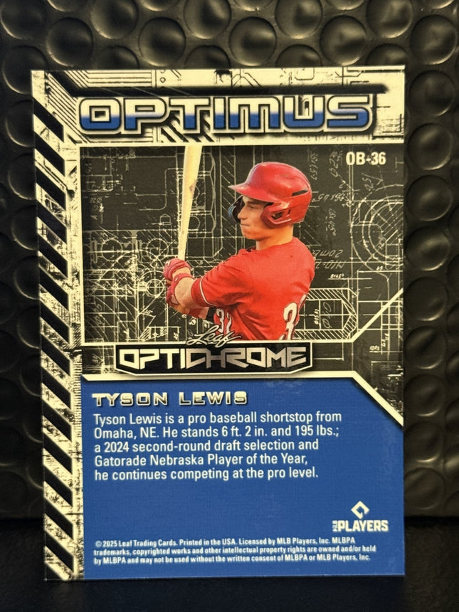Leaf 2025 Tyson Lewis Cincinnati Reds Prospect Card#OB-36 Auto