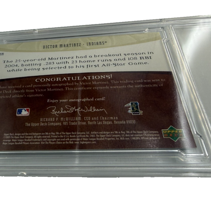 VICTOR MARTINEZ AUTOGRAPHED #81 of 599 ARTIFACTS CARD 2005 UPPER DECK MLB