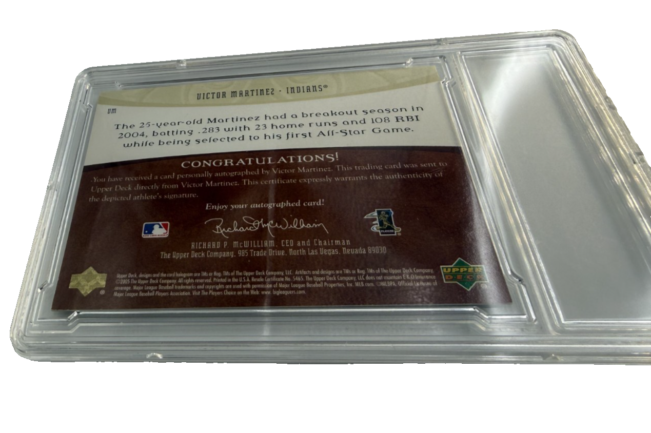 VICTOR MARTINEZ AUTOGRAPHED #81 of 599 ARTIFACTS CARD 2005 UPPER DECK MLB