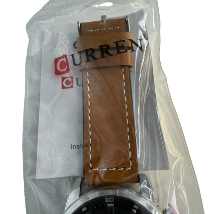 Curren Chronograph Mens Watch Water Proof Leasure Style Brown Leather