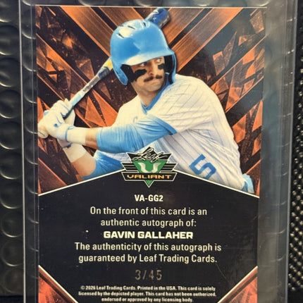 Leaf 2026 Gavin Gallaher Card #VA-GG2 Auto 3/45