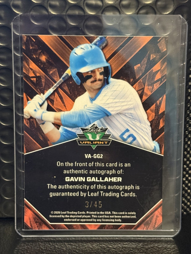 Leaf 2026 Gavin Gallaher Card #VA-GG2 Auto 3/45