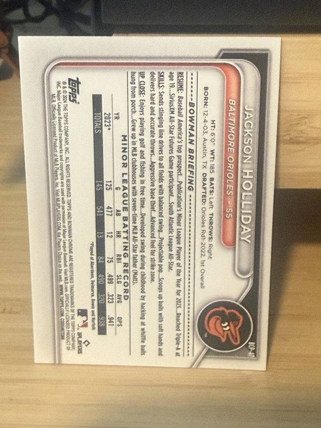 2024 Bowman Chrome Mojo Refractors Jackson Holliday Baltimore Orioles #BCP-47