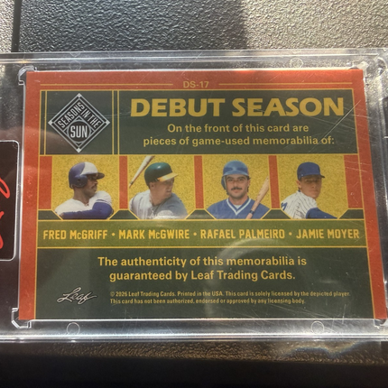Leaf 2026 Debut Season 1986 McGriff McGwire Palmeiro Moyer Card #DS-17 3/7