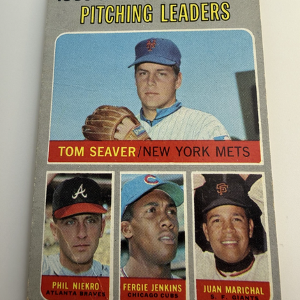 1969 National Pitching Leaders Seaver, Niekro, Jenkins, Marichal Topps #69
