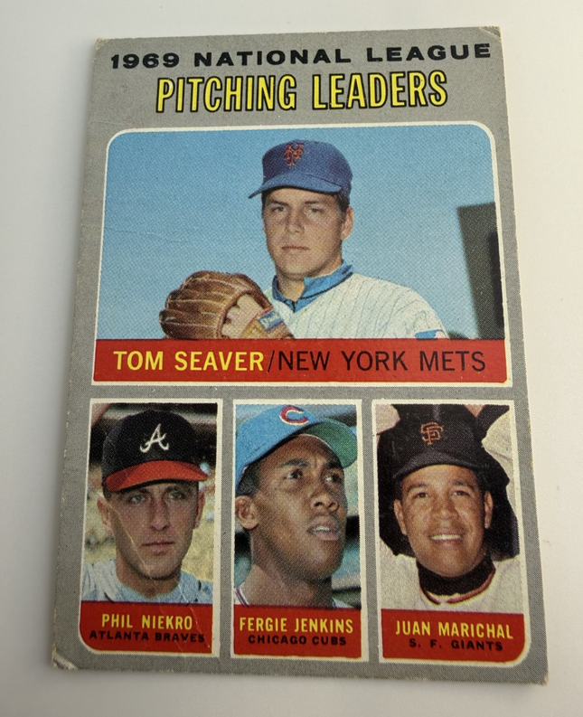 1969 National Pitching Leaders Seaver, Niekro, Jenkins, Marichal Topps #69