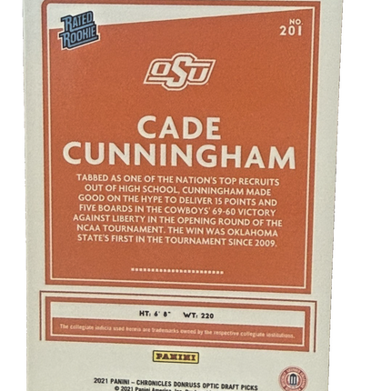 2021 Panini Cade Cunningham Chronicles Draft Picks Rated Rookie #201