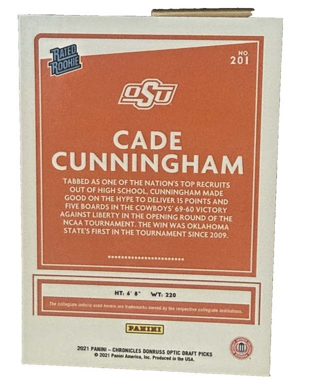 2021 Panini Cade Cunningham Chronicles Draft Picks Rated Rookie #201
