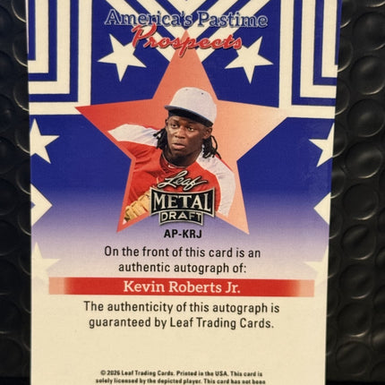 Leaf 2026 Kevin Roberts Jr Pick#110 Orioles Card#AP-KRJ Auto