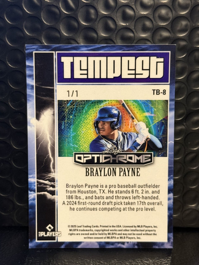 Leaf 2025 Braylon Payne Milwalkie Brewers Prospect Card#TB-8 1/1