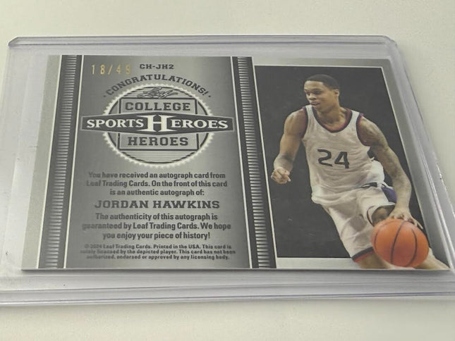 Jordan Hawkins Leaf College Sports Heroes CH-HH2 Number 18/49