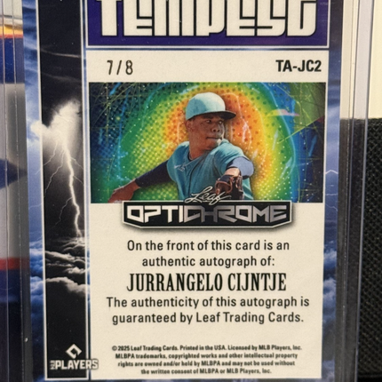 2025 Leaf Jurrangelo Cijntje St Louis Cardinals #4 Prospect Card #TA-JC2 Auto7/8