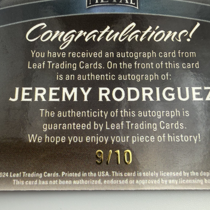 2024 Leaf Jeremy Rodriguez Metal Diamond Wonders Red 9/10 #DW-JR1