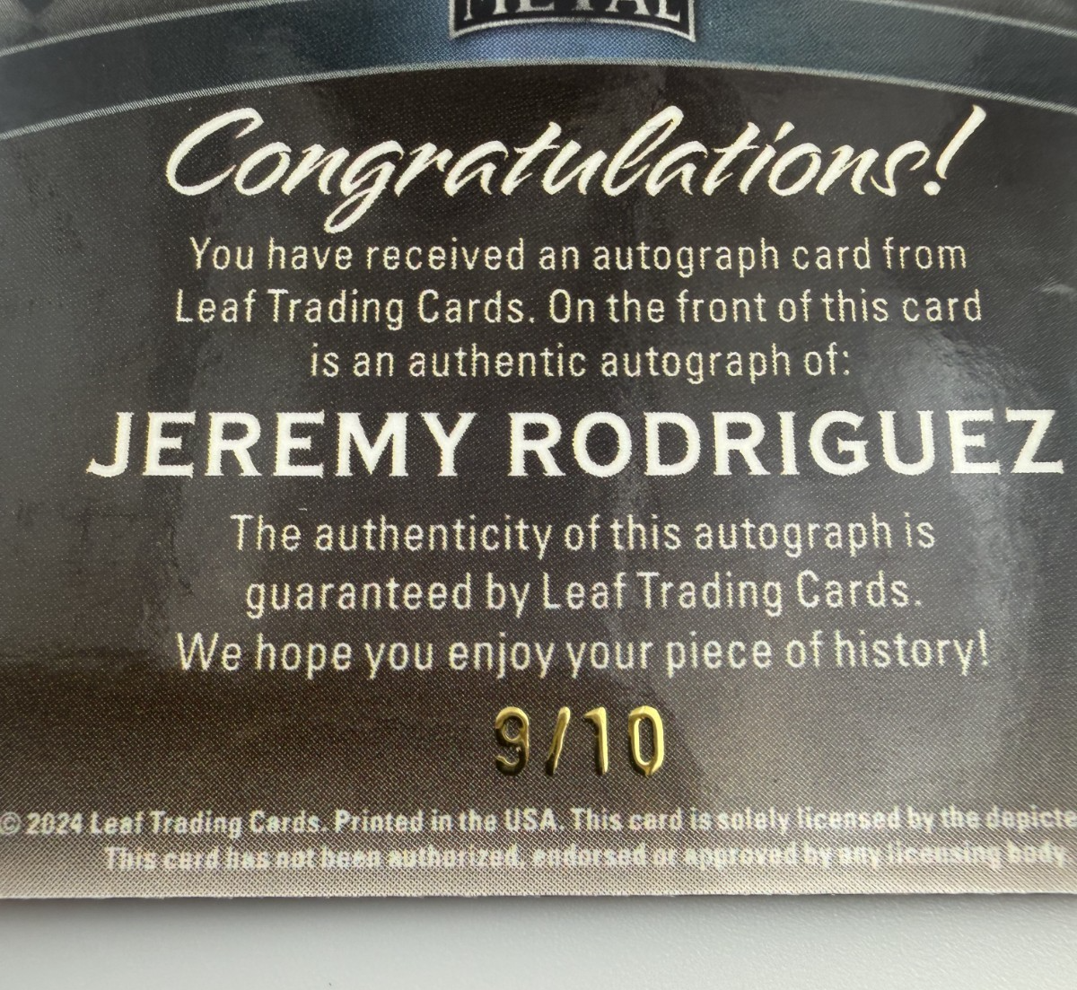 2024 Leaf Jeremy Rodriguez Metal Diamond Wonders Red 9/10 #DW-JR1