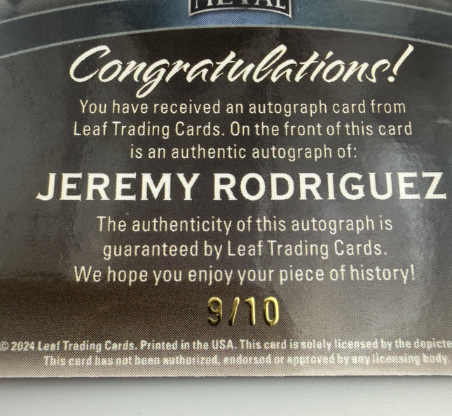 2024 Leaf Jeremy Rodriguez Metal Diamond Wonders Red 9/10 #DW-JR1