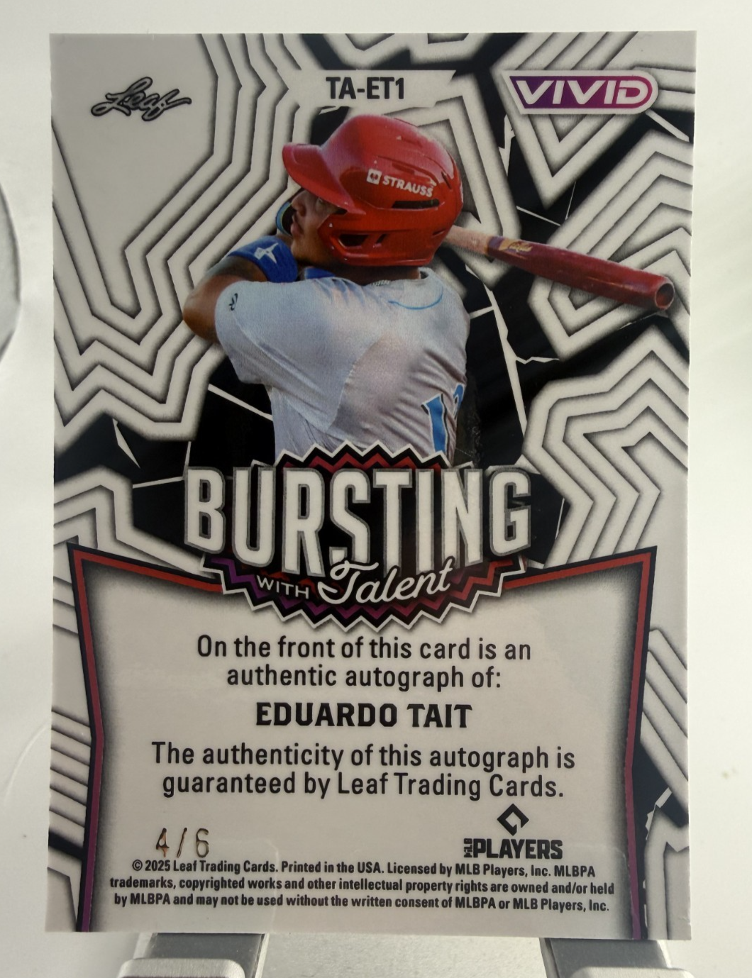 2025 Leaf Eduardo Tait 49 Ranked Prospect Bursting w talent #TA-ET1 Auto 4/6