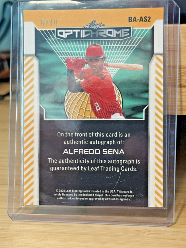 2025 Leaf Alfredo Sena Card Number BA-AS2 Auto 6/10