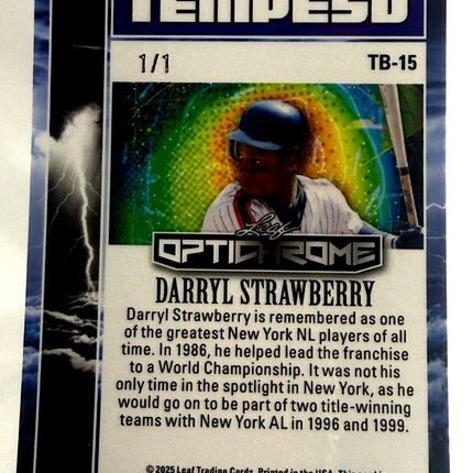 2025 Leaf Darryl Strawberry Tempest Optichrome #TB-15  1 of 1 New York Mets