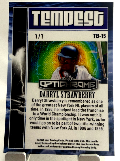 2025 Leaf Darryl Strawberry Tempest Optichrome #TB-15  1 of 1 New York Mets