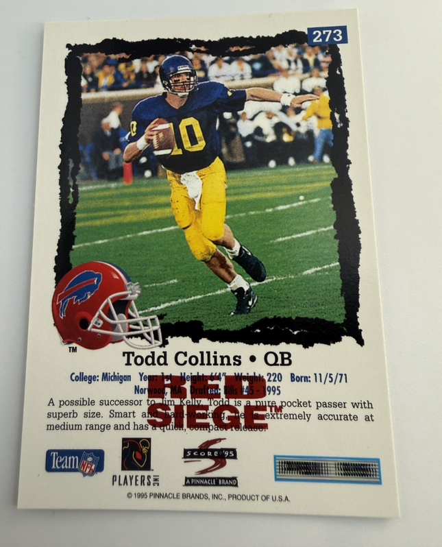 1995 Todd Collins Score Rookie Red Siege Artist's Proof #273