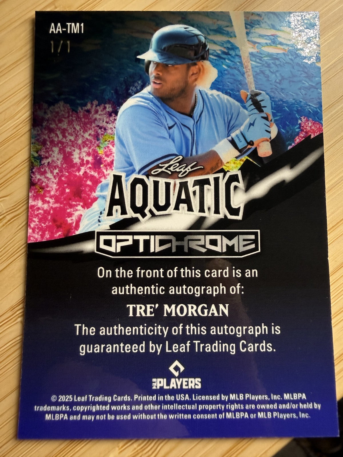 2025 Leaf Aquatic Tre Morgan Optichrome Tampa Bay Rays #AA-TM1 Auto 1/1