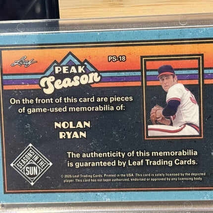 2026 Leaf Nolan Ryan 1973 Memorabilia Card 1973 LA Angles #PS-18 Numbered 18/40
