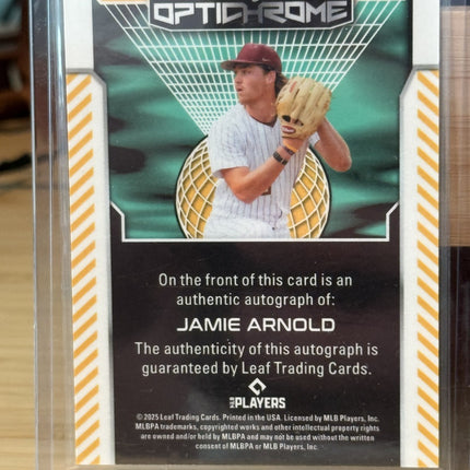 2025 Leaf Jamie Arnold Oakland A's MLB #26 Prospect # BA-JA2 Auto 4/6