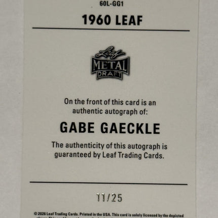 Leaf 2026 Gabe Gaeckle Pick#73 Athletics Card#60L-GG1 Auto 11/25