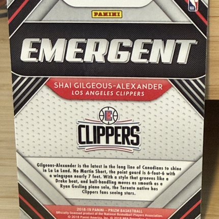 2018-2019 Panini Prizm Shai Gilgeous-Alexander OC Thunder Emergent Silver  #11