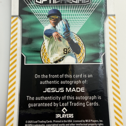 2025 Leaf Opticrome Jesus Made Milwaukee Brewers #BA-JM1 Auto 4/7