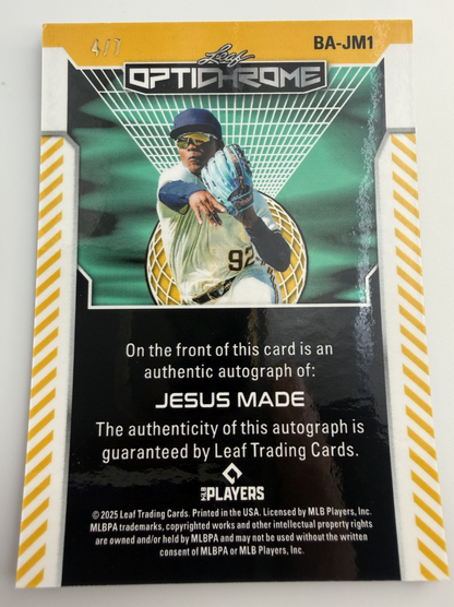 2025 Leaf Opticrome Jesus Made Milwaukee Brewers #BA-JM1 Auto 4/7